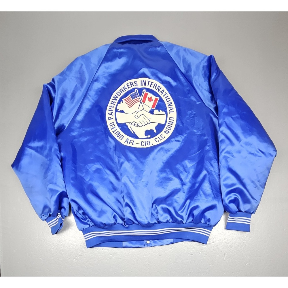 Vintage Paperworkers International Union Jacket Mens 2XL. Made In USA Satin